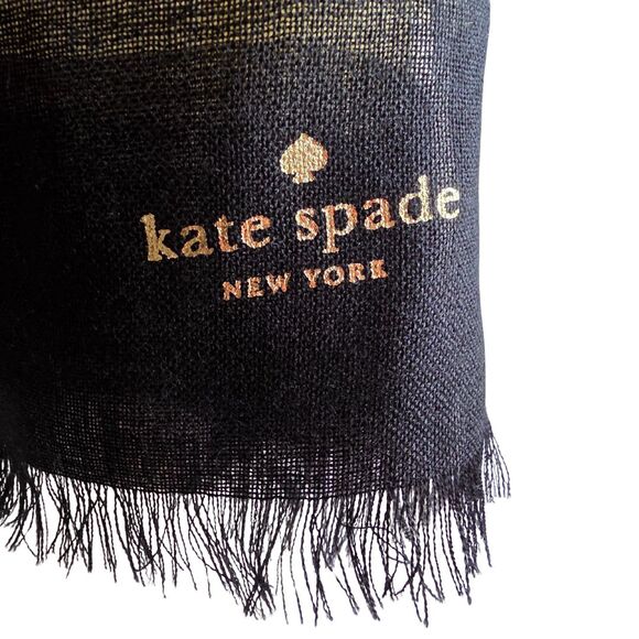 Kate Spade Wool Multi-Color Block Stripe Lightweight Long Scarf Designer Chic - Picture 6 of 8